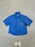 Cropped Button Down — Sky Blue with Car Wash