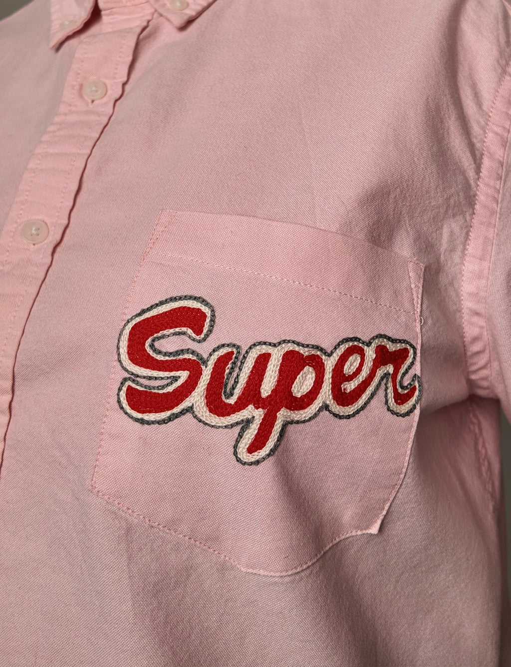 Cropped Button Down —  Pink with Super Elephant