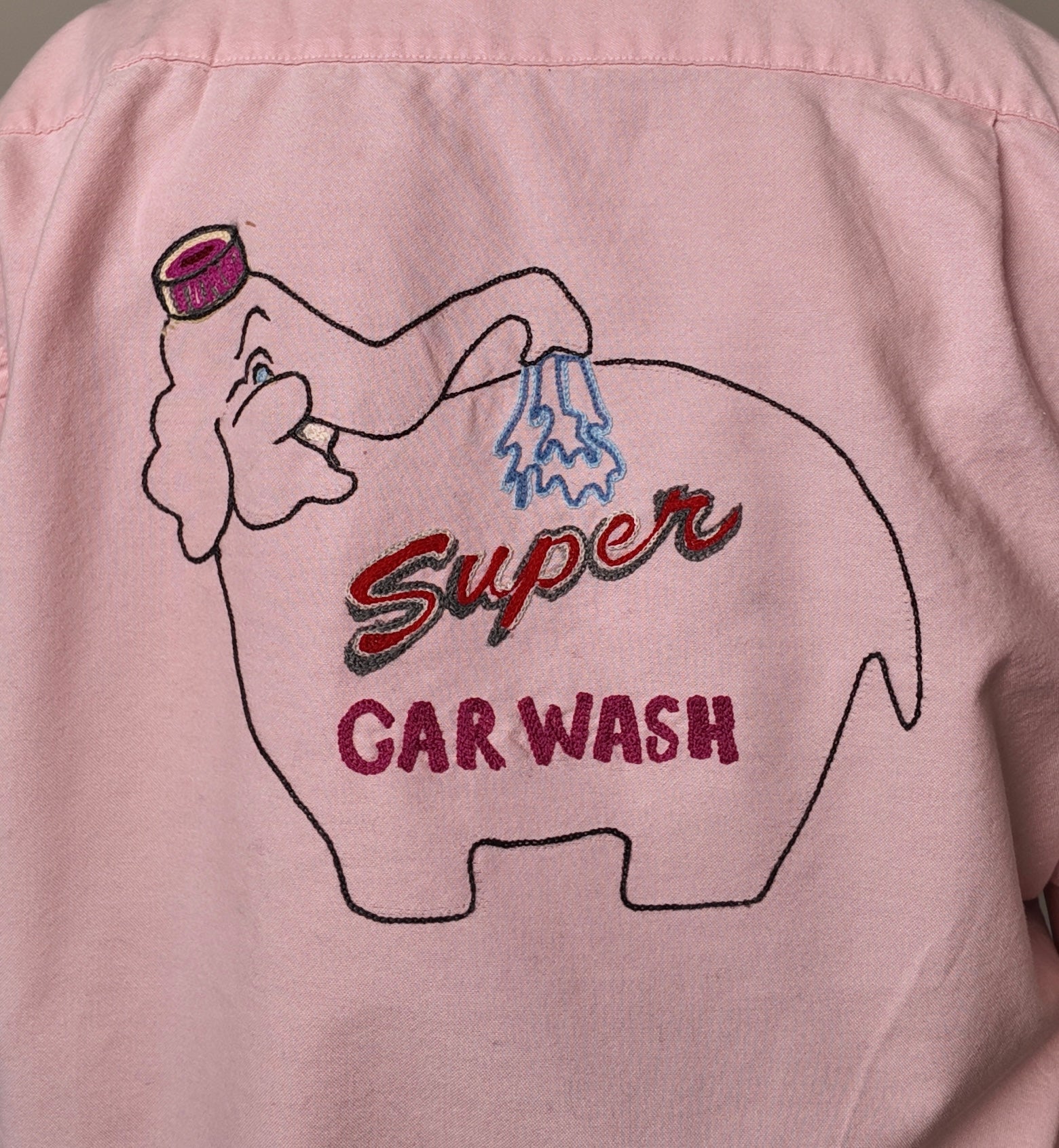Cropped Button Down —  Pink with Super Elephant