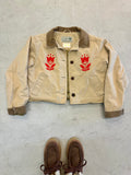 LL Bean Barn Jacket — Khaki with Red Tulip