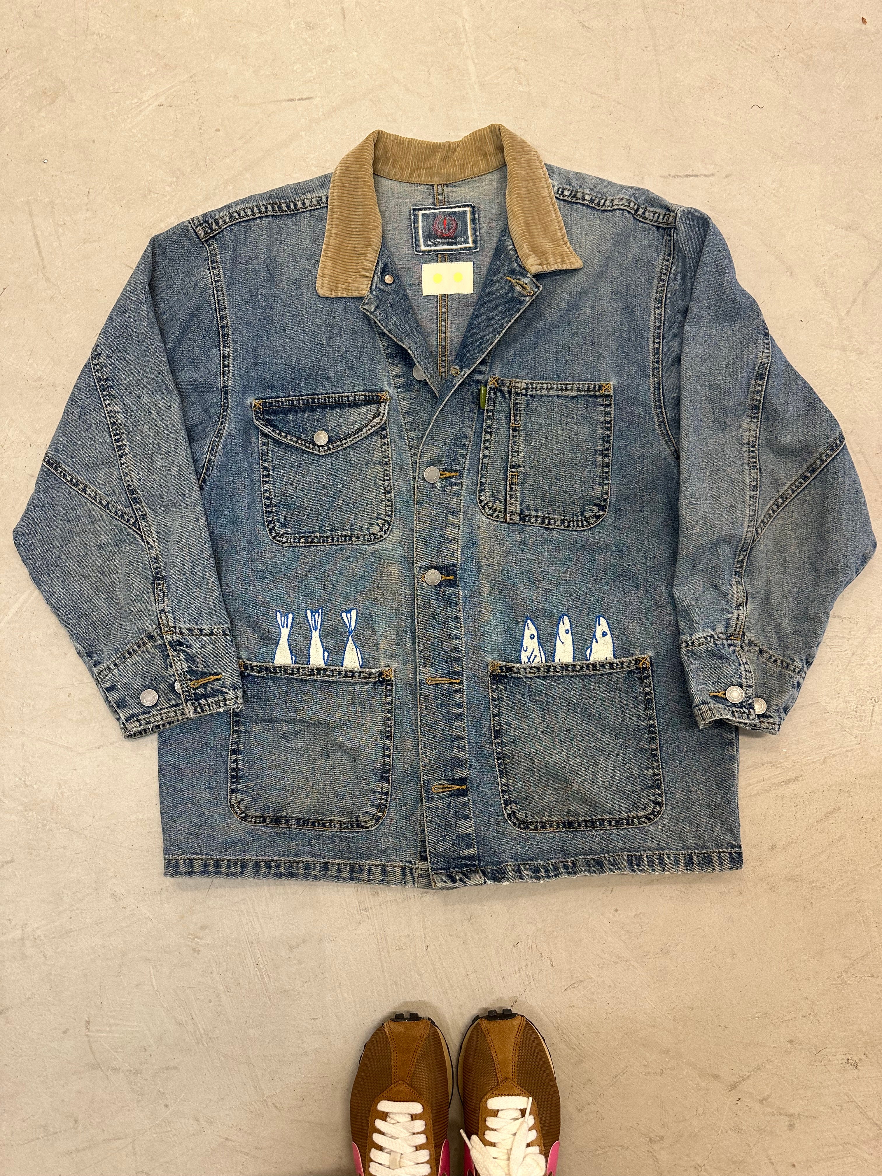 Esprit Denim Chore Coat — Vintage Mid-Wash with Sardines