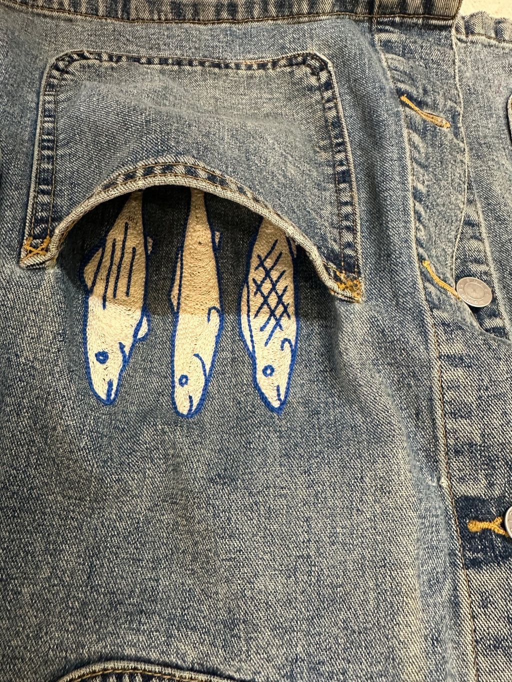 Esprit Denim Chore Coat — Vintage Mid-Wash with Sardines