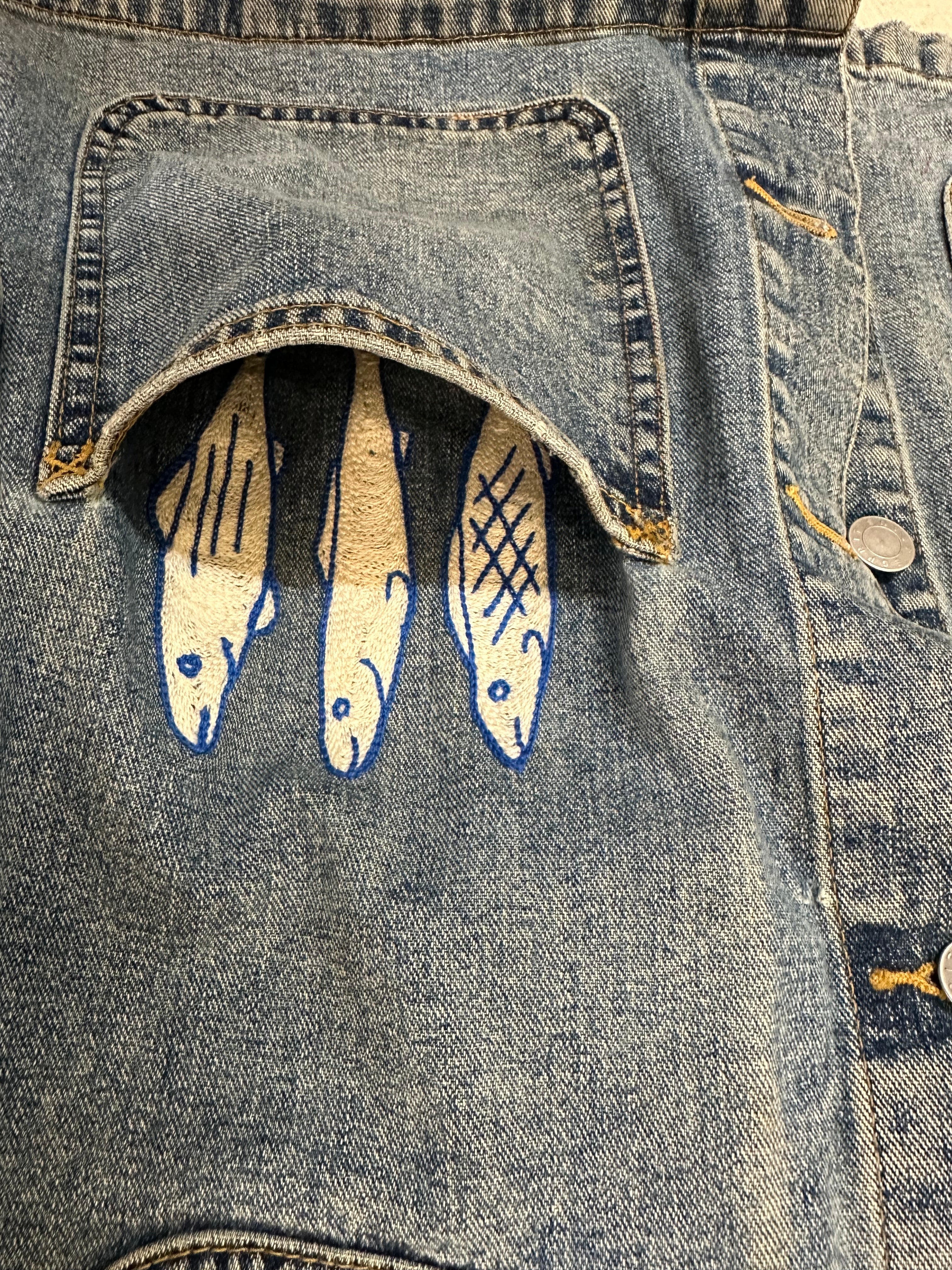Esprit Denim Chore Coat — Vintage Mid-Wash with Sardines