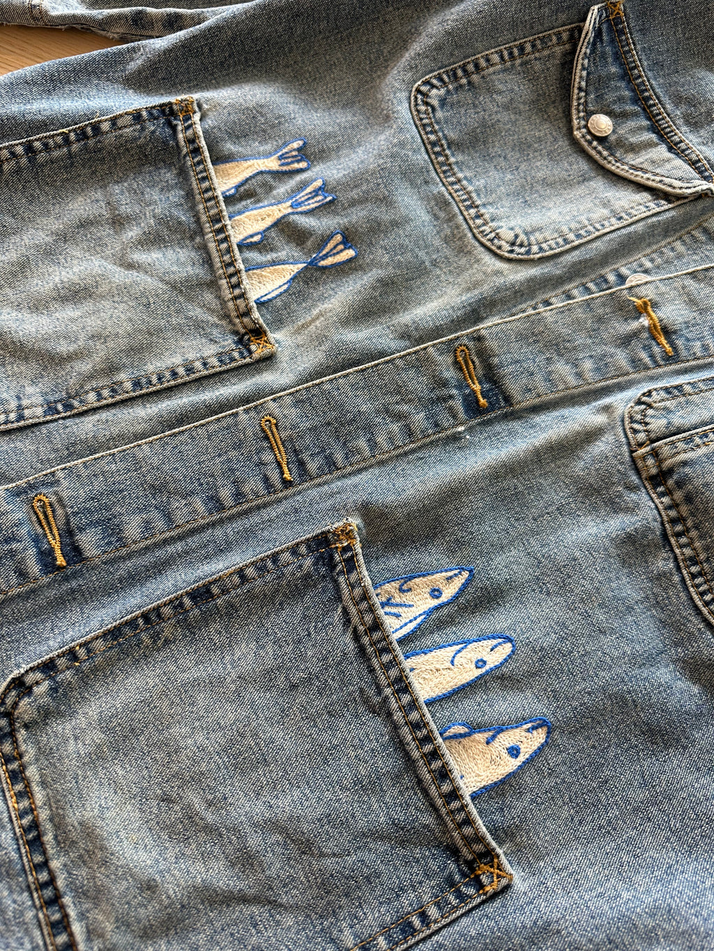 Esprit Denim Chore Coat — Vintage Mid-Wash with Sardines