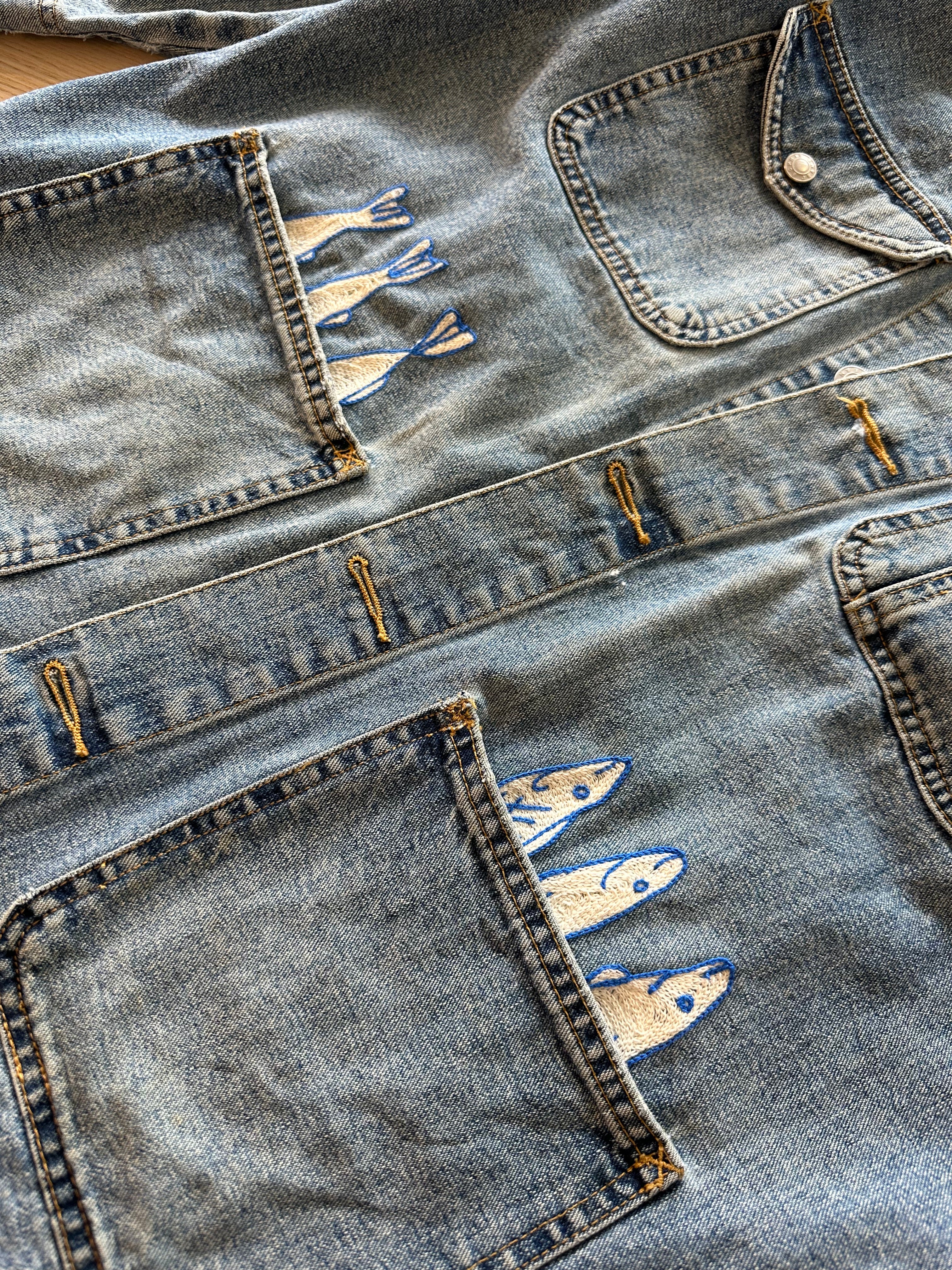 Esprit Denim Chore Coat — Vintage Mid-Wash with Sardines