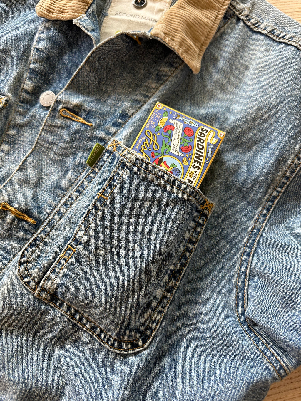Esprit Denim Chore Coat — Vintage Mid-Wash with Sardines