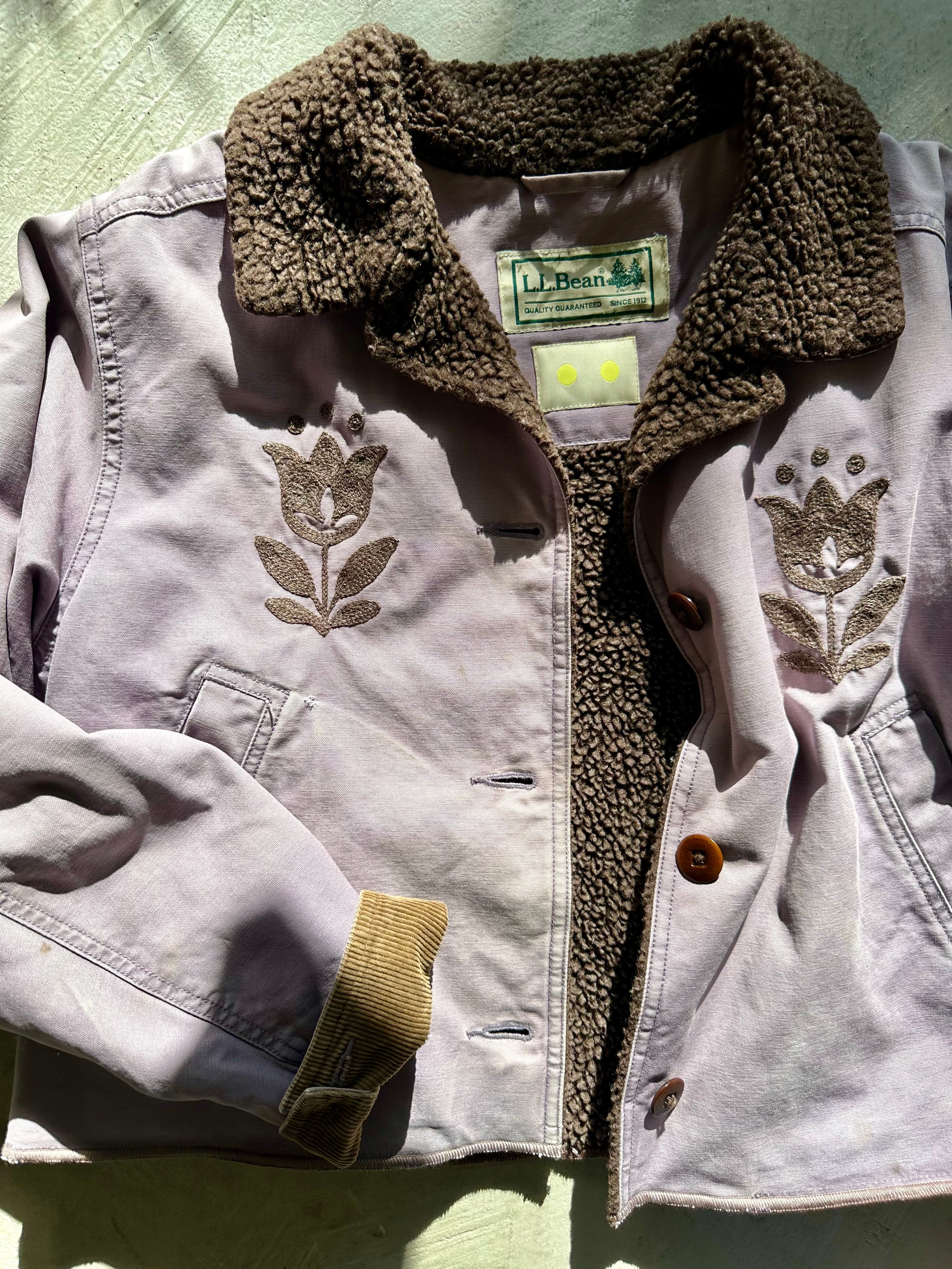 LL Bean Barn Jacket — Faded Lilac with Brown Tulip