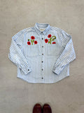 Long Sleeve Button Down- blue and white stripe