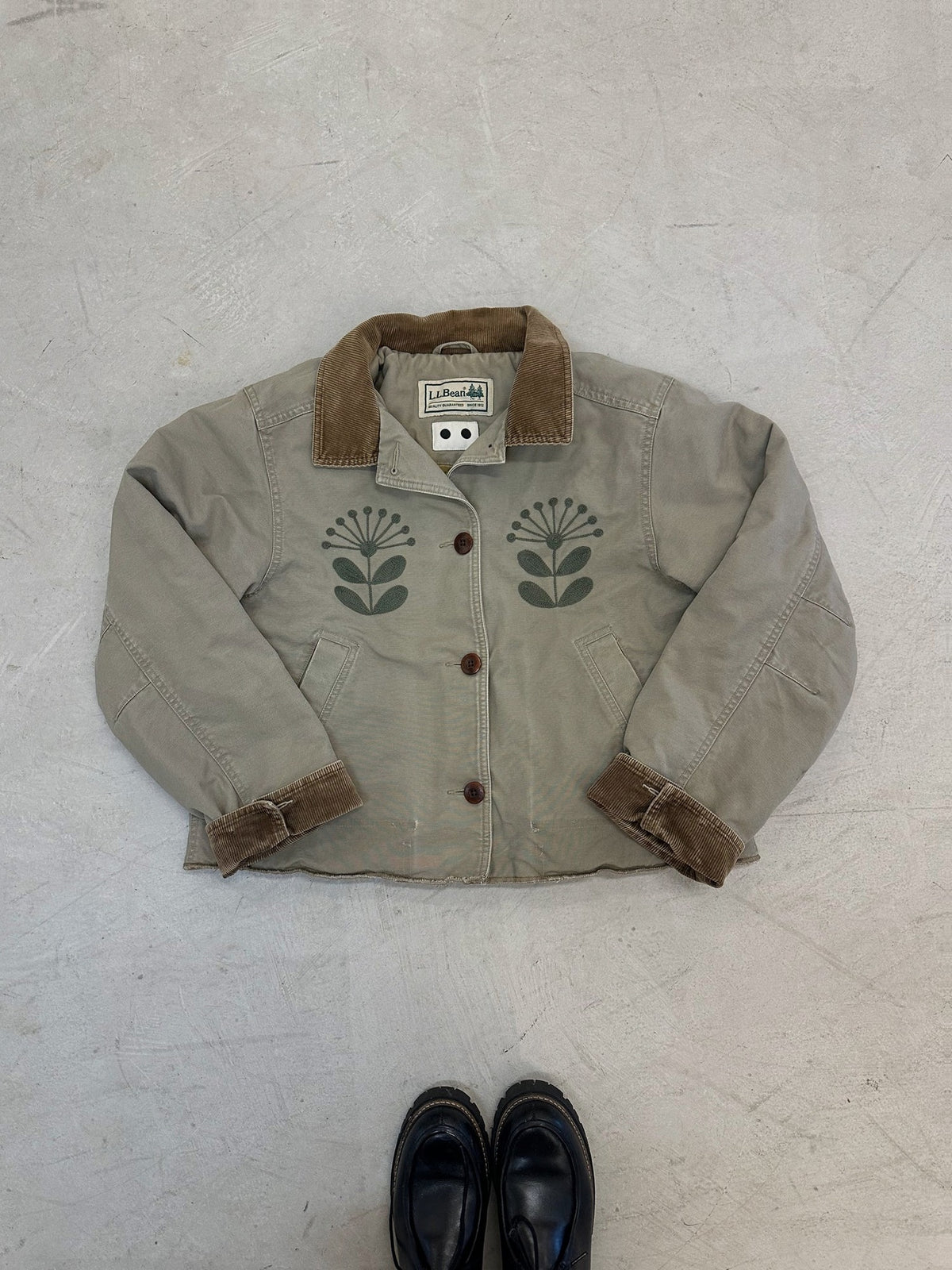 LL Bean Barn Jacket — Grey and Green
