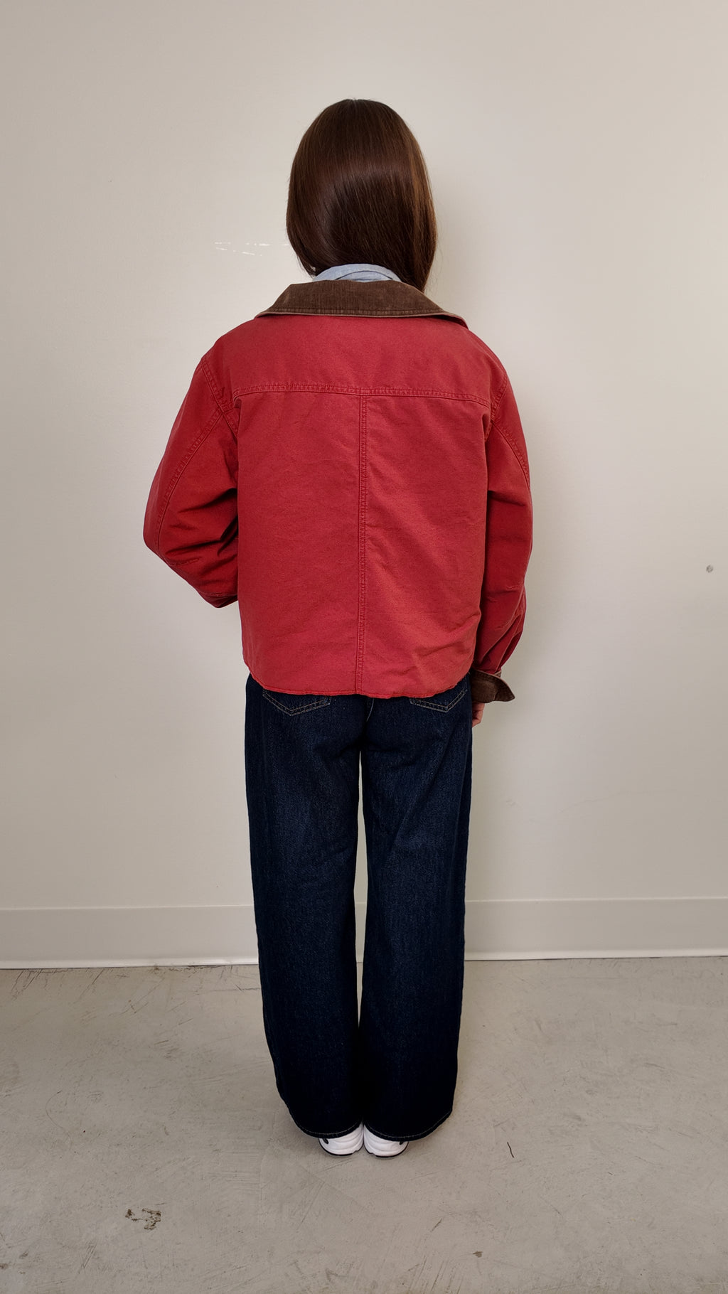LL Bean Barn Jacket — Vintage Red with Brown Tulip